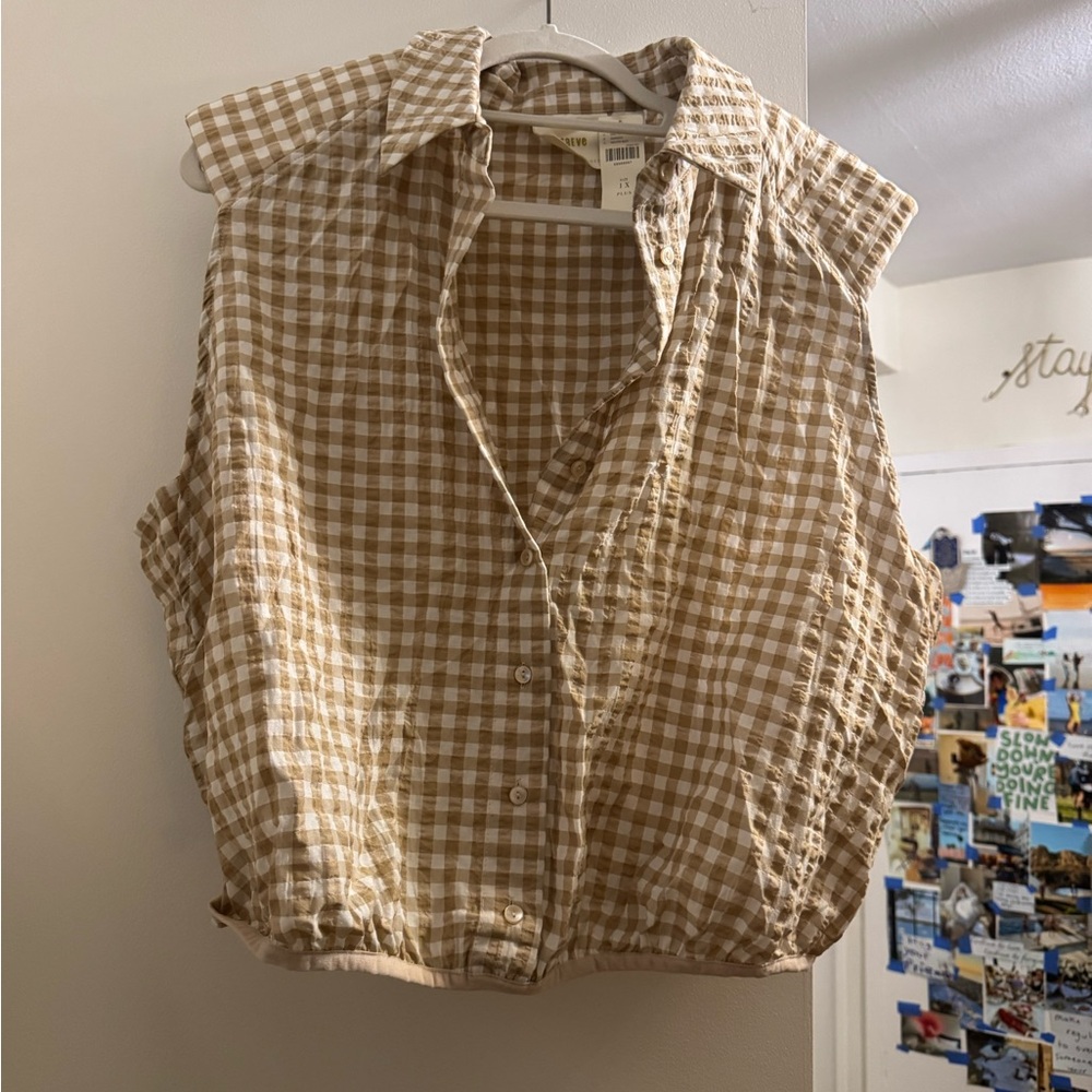 Anthropologie blouse - gingham/checkered